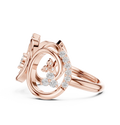Rose gold triple-spiral diamond statement ring with round pavé-set stones