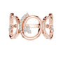 Rose gold triple-spiral diamond statement ring, front view with round stones