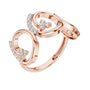 Rose gold triple-spiral diamond statement ring with round stones, side view
