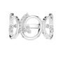 White gold triple-spiral diamond statement ring, front view with round stones