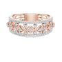 Rose gold lattice eternity ring with round white stones and openwork band, front view