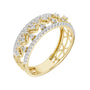 Gold and diamond eternity band with lattice side design and round prong-set stones