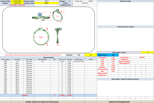 Infinity promise ring CAD diagram showing top view and gemstone settings