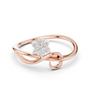 Rose gold infinity knot promise ring with round diamond cluster centerpiece