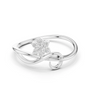 White gold infinity knot promise ring with round diamond cluster centerpiece