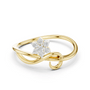 Yellow gold infinity knot promise ring with round diamond cluster centerpiece
