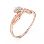Rose gold infinity promise ring with baguette-style accent stones and prong-set centerpiece