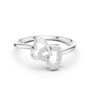 White gold double-heart diamond ring with U-shaped intertwined motif