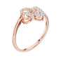 Rose gold heart diamond ring with intertwined double-heart and pavé bridge stones