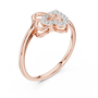 Rose gold heart diamond ring with intertwined double-heart and pavé bridge stones
