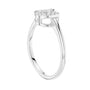 Heart motif diamond ring with intertwined band, white metal and pavé-set details