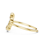 Yellow gold open-heart diamond promise ring side view with prong-set stones