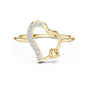 Yellow gold open-heart diamond promise ring with cluster of sparkling stones