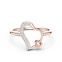 Rose gold heart diamond promise ring with pavé open heart and split band