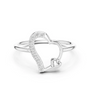 White gold heart diamond promise ring with pavé open heart and split band