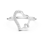 White-gold heart promise diamond ring front view with pavé heart detail