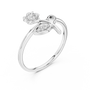 White metal floral diamond ring with pear-shaped side accents and round center stone