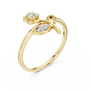 Yellow gold diamond ring with floral motif and round stones on the setting