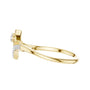 Asymmetric diamond wave ring with round diamonds in 10K yellow gold, side profile