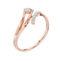 Rose gold diamond wave ring with round center stone and pave detail on band