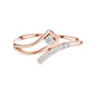 Rose gold diamond wave ring with round center stone and pave accents