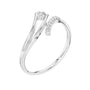 White gold diamond wave ring with round center stone and curved pave band