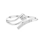 White gold diamond wave ring with round center stone and pave accents