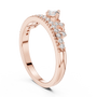 Rose gold diamond tiara crown ring side profile with round center stone
