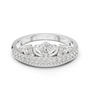 White gold tiara crown ring with round center diamond and pavé side accents