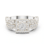 White gold mosaic halo ring with square center stone and split infinity shank