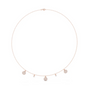 Rose gold round diamond drop charm necklace with five circular charms