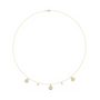 Yellow gold round diamond drop charm necklace with five circular charms