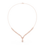 V-shaped round diamond drop necklace, rose gold chain with teardrop center drop