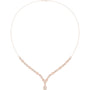 Rose gold V-shape diamond drop necklace with round stations and teardrop pendant