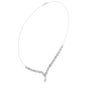 White gold diamond drop necklace close angled view of round stones and teardrop pendant