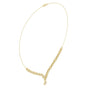 V-shaped round diamond drop necklace, yellow gold chain with teardrop center charm