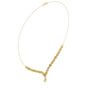 V-shaped round diamond drop necklace, yellow gold with round diamond station links