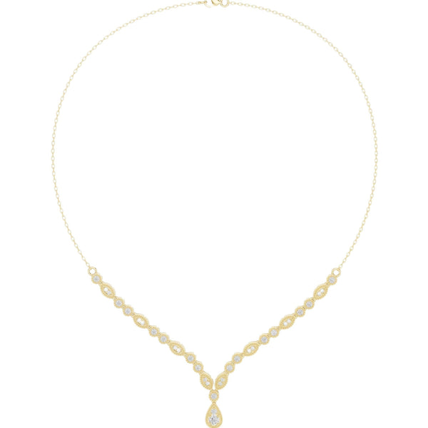 V-Shape Round Cut Diamond Drop Necklace (1.2 ct.tw)