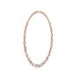 Rose gold diamond necklace with oval and baguette-cut links, open view