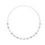 Diamond oval tennis necklace with square-cut stations, white metal