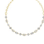 Oval diamond tennis-style statement necklace in yellow-toned metal with gray-white stones
