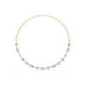 Yellow gold diamond statement necklace with oval and baguette-cut stones