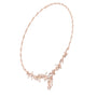 Rose gold diamond floral V-necklace with teardrop and round stones, pendant drop