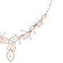 Rose gold diamond floral necklace detail with V-shaped cluster and dangling stones