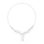 White gold diamond floral V-necklace with teardrop and round stones centerpiece