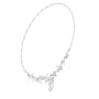 White gold diamond floral V-necklace with teardrop and round stones, central drop