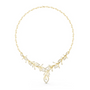 Yellow gold diamond floral V-necklace with teardrop and round stones