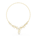Yellow gold diamond floral V-necklace with teardrop and round stones