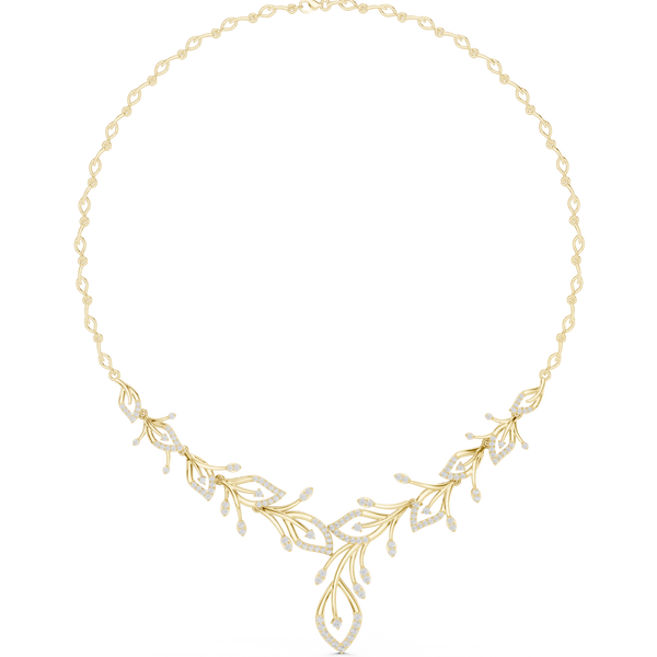 Floral V-Shape Round Diamond Necklace (2.35 ct.tw.)