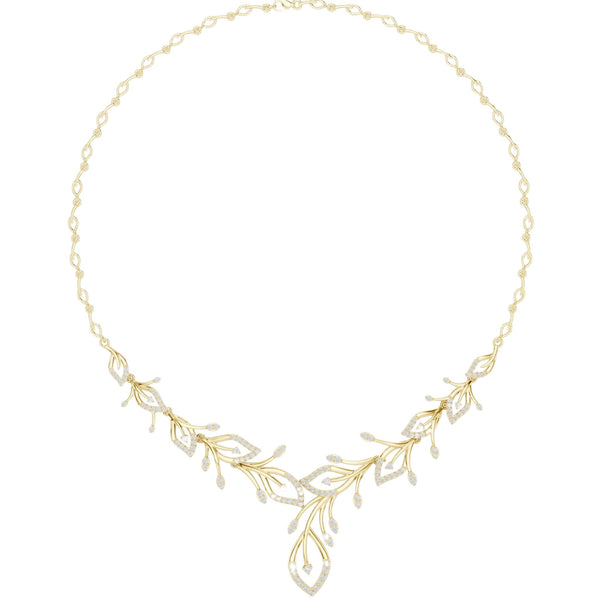 Floral V-Shape Round Diamond Necklace (2.35 ct.tw.)